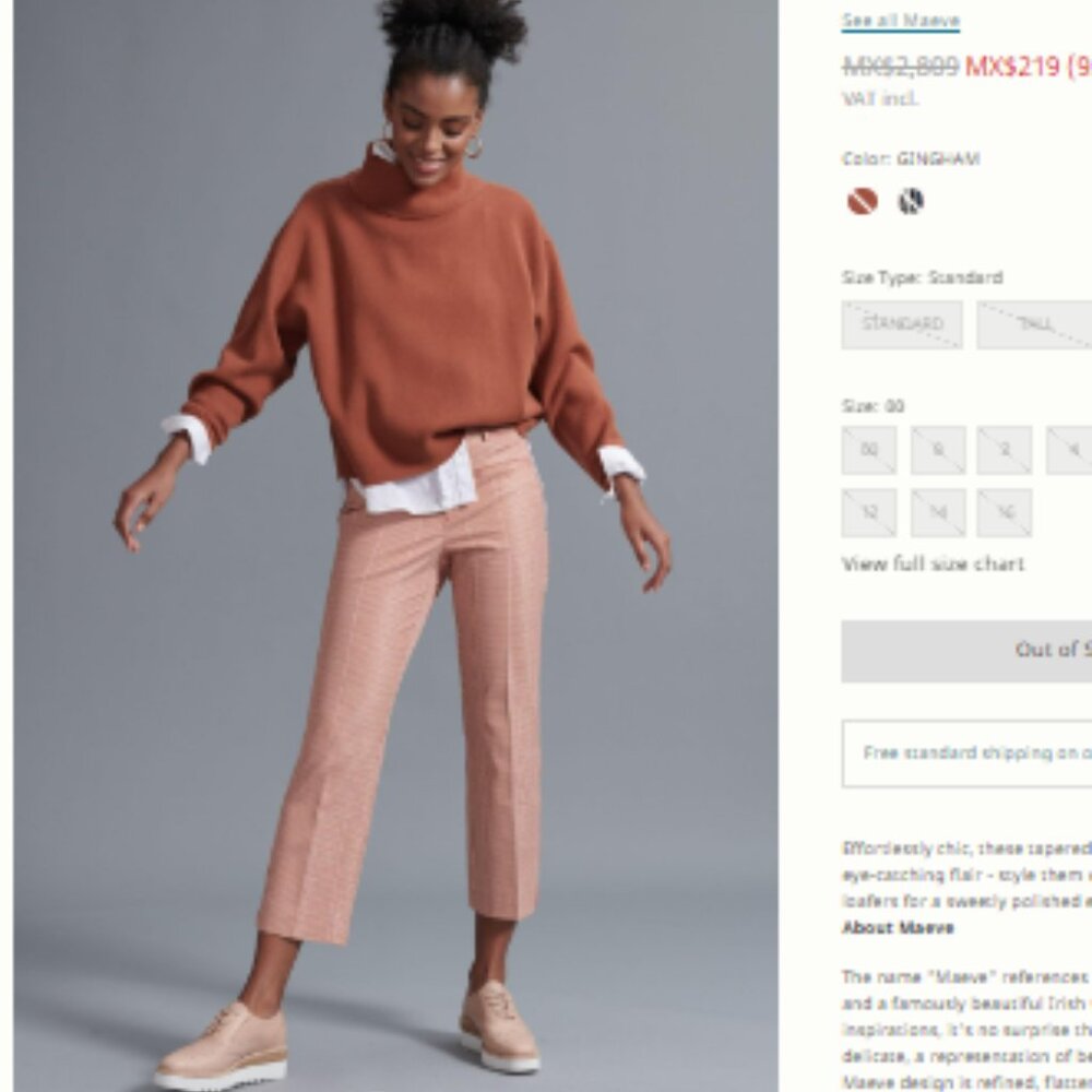 Maeve - Jacquie Slim Pants OB1266264 | Red Gingham Shimmer | Size 6